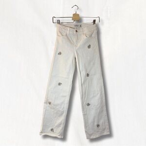 Abercrombie Kids Cream High Rise Wide Leg Jeans | 9/10 long